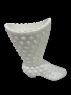Vintage-style Mini Milk Glass Cowboy Boot Vase/Planter 4”
